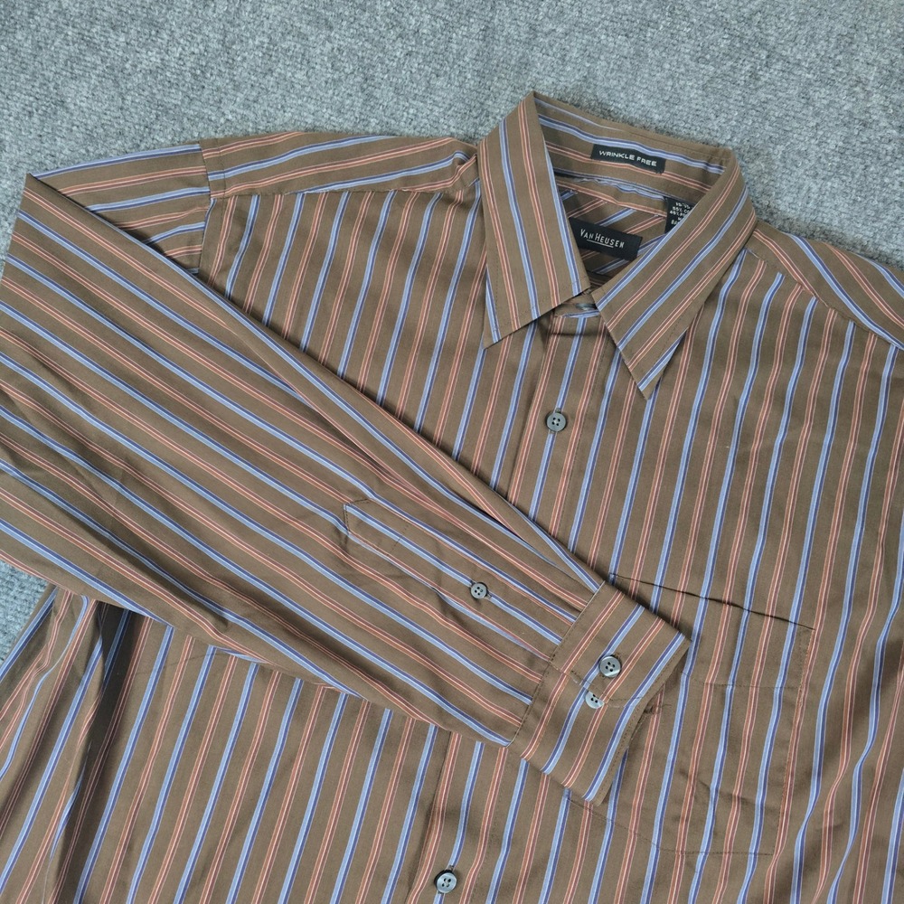 Van‎ Heusen Wrinkle Free Striped Dress Shirt Long Sleeve Business Casual M